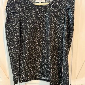 LOFT Dark Floral Print Blouse